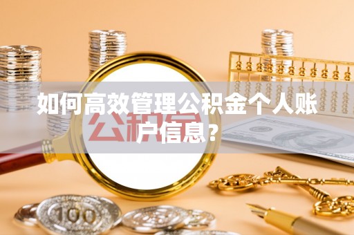 扎兰屯如何高效管理公积金个人账户信息？