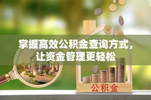 扎兰屯掌握高效公积金查询方式，让资金管理更轻松